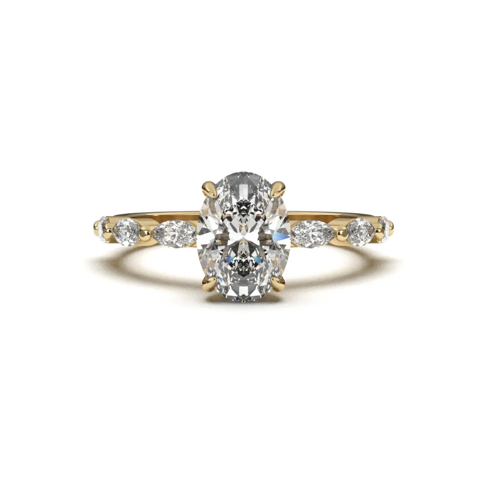 טבעת יהלום אובל עם מרקיזות