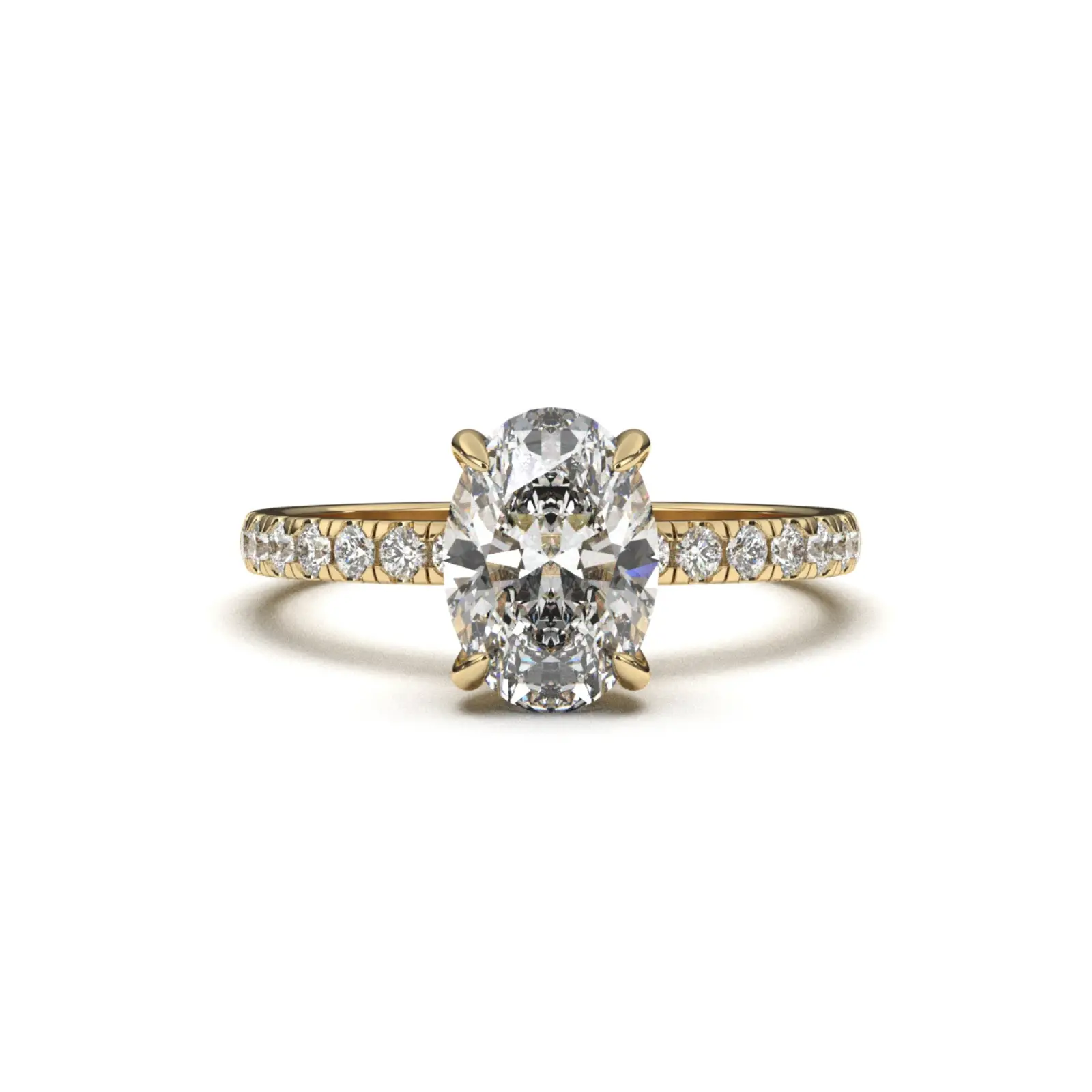 טבעת יהלום אובל משובצת