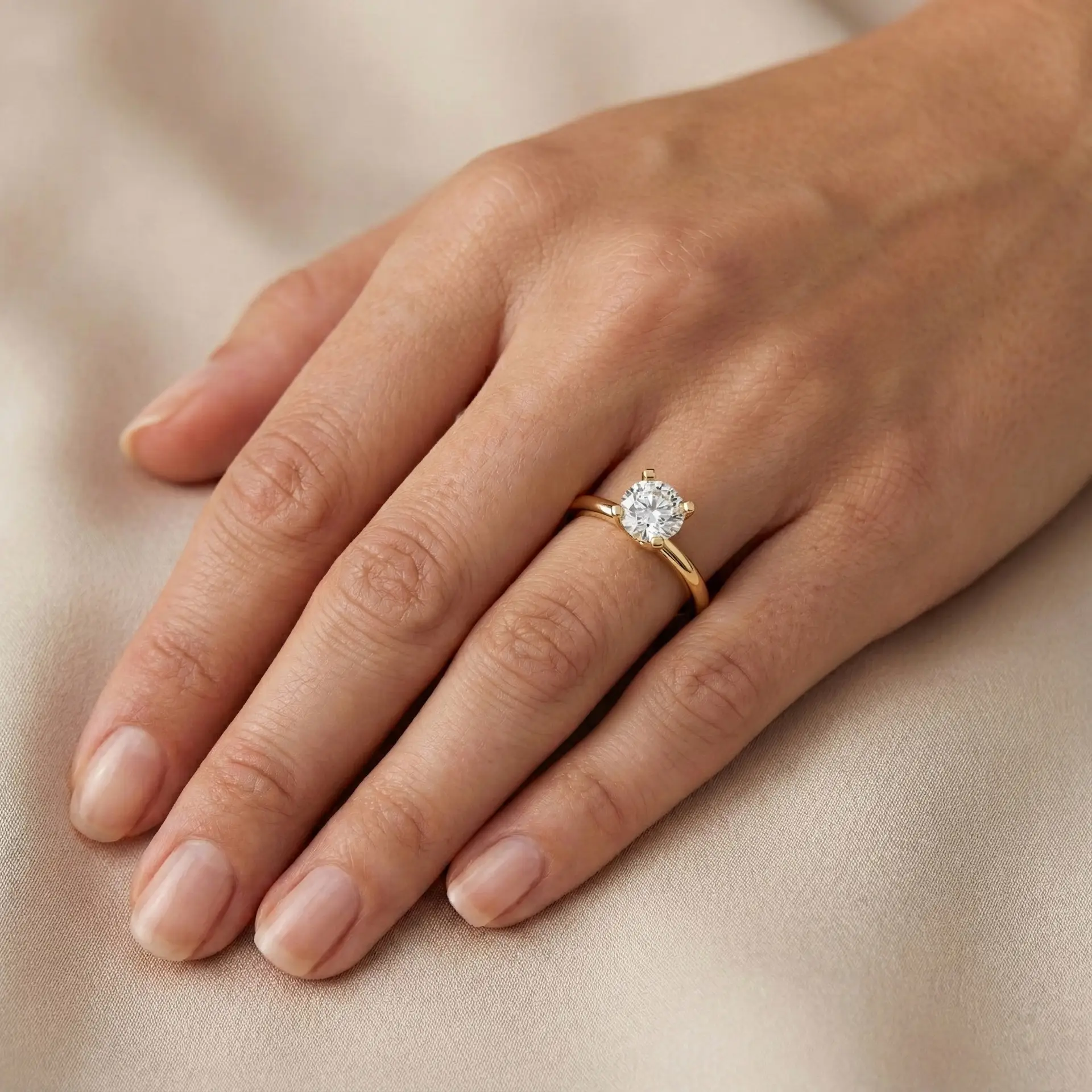 טבעת אירוסין סוליטר יהלום מעבדה קלאסית