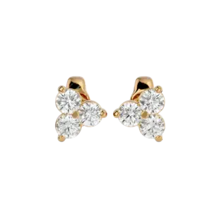 עגילי טריו צמודים משובצים 3 יהלומי מעבדה