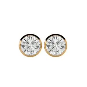 עגילי יהלום סוליטר בשיבוץ כוס זהב