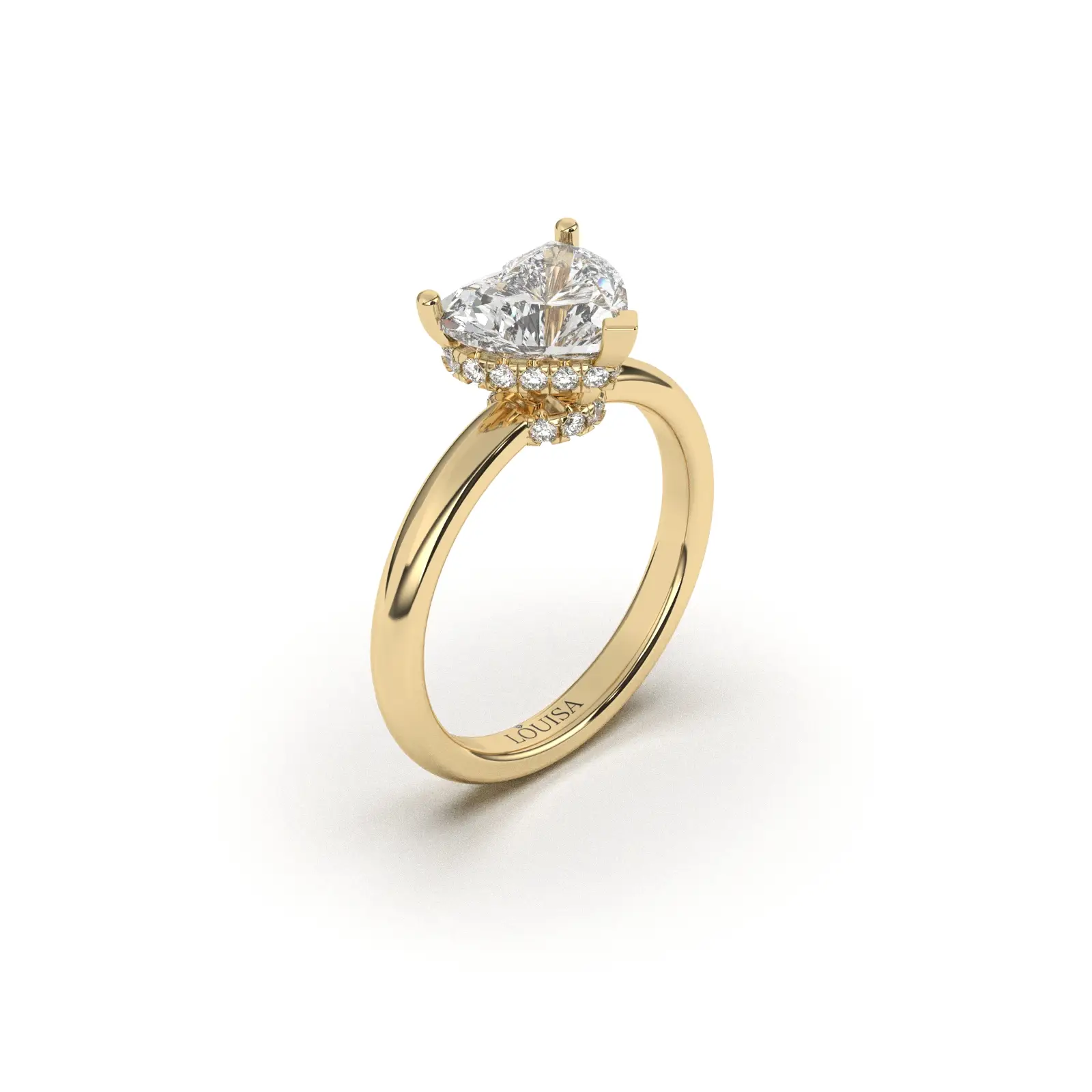 טבעת יהלום לב מהודר צהוב 2